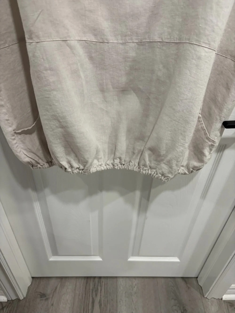 bryn Walker Sleeveless Cowl Neck Dress in Light Beige 100% Linen - Picture 4 of 9